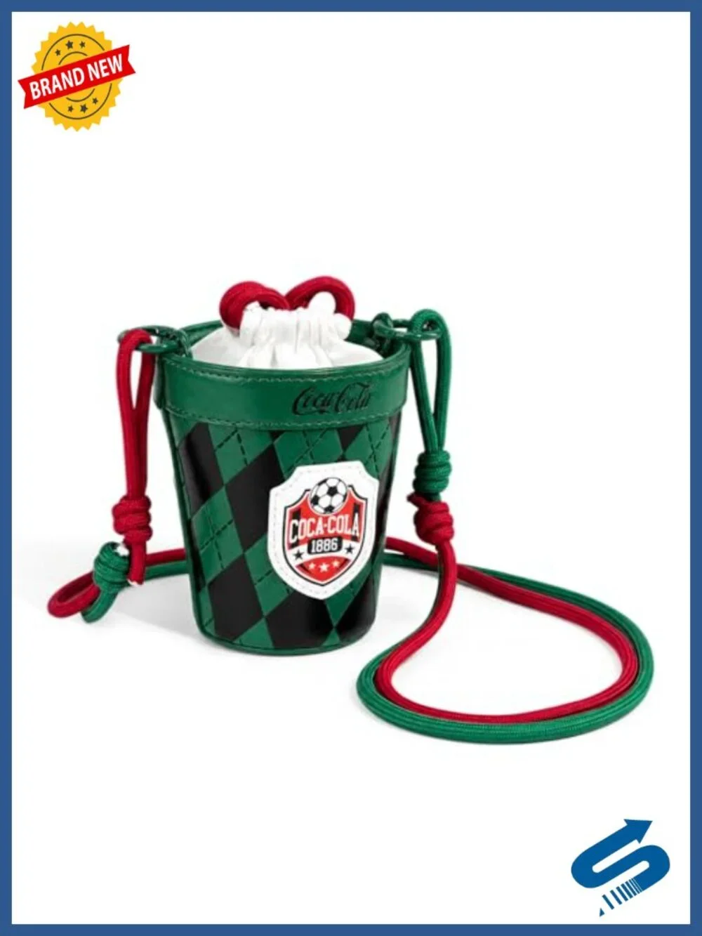 Mini Drawstring Bucket Crossbody Bag with Soccer Shield Patch
